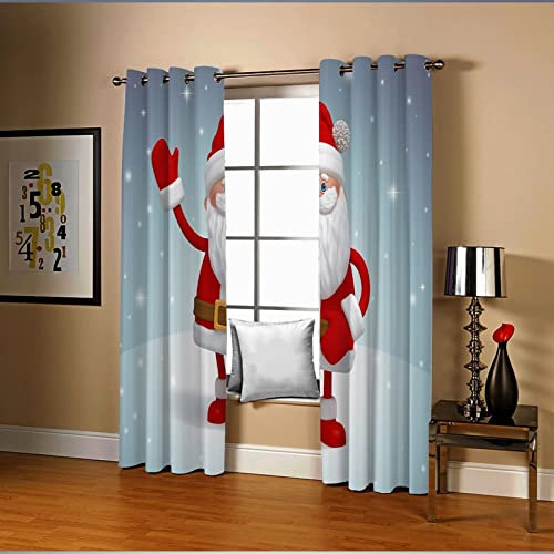 AmDxD Outdoor Curtains Red White, Short Room Curtains Polyester Santa Claus 214 x 138 cm