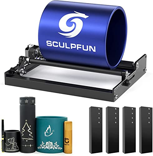 SCULPFUN Graveur laser rotatif, zone de gravure 6-150 mm, 4 hauteurs de métal, empêche le glissement, pour gravure laser, cylindre de pot