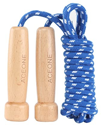 Skipping Rope Adult, Traditional Wooden Handle Jump Rope, Adjustable Rope Jumping Exercise for Men, Women and kids Home Fitness - 300CM/9.8FT