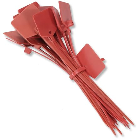 QSFPTEK (100 Pcs) 6 inch Red Nylon Cable Ties, Self-Locking Marker Cable Ties with Label, Multi-Use Cable Marking Ties