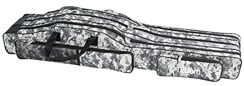 Luckxing Angeltaschen 3 Ruten-Fächern Portable Folding Angelrute Tasche Angelrute Werkzeuge Aufbewahrungstasche Angelausrüstung Angelgerät Tasche,Rutentasche Rutentasche Für Angelruten,120/150 cm