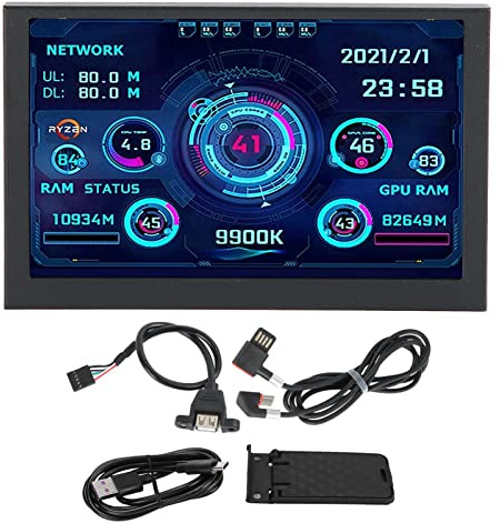 Luqeeg Computer Temp Monitor, 5In IPS USB Tipo C PC CPU Monitor, PC CPU Data Monitor Computer Display Temperature per AIDA64, PC Temperature Display, PC Sensor Panel Display per