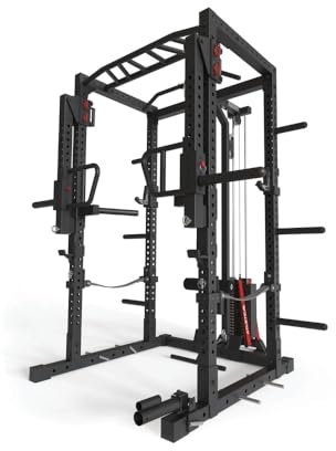 ATLETICA R7-Helix Power Rack | 90kg oder 120kg Stack Weight | Latzug, Jammer Arms, Safety Straps, J-Hooks, Dip/Pull-Up Bar, Landmine Größe 220cm Höhe