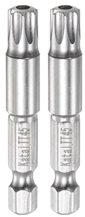 sourcing map 2uds T45 Estrella 7 Puntos Puntas de Destornillador 1/4 Hexagonal Vástago 2 Longitud Magnético Seguridad Torx Tornillo Destornillador Eléctrica Herramienta