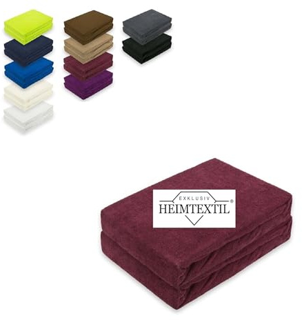EXKLUSIV HEIMTEXTIL Doppelpack Marke Frottee Spannbettlaken 80% Baumwolle, 20% Polyester Öko - Tex Zertifiziert, Markenqualität, Matratzenhöhe bis 25 cm, Bordeaux 140 x 200 cm
