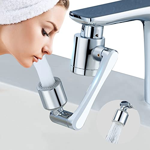 Filtre Eau Robinet, 1080° Aérateur de Robinet, Mousseur Robinet Cuisine, Purificateur d'eau, Filtre à Eau avec 8 Cartouches, 2 Modes Adaptateur pour 22mm mâle/24mm Femelle Filetage robinets (A)