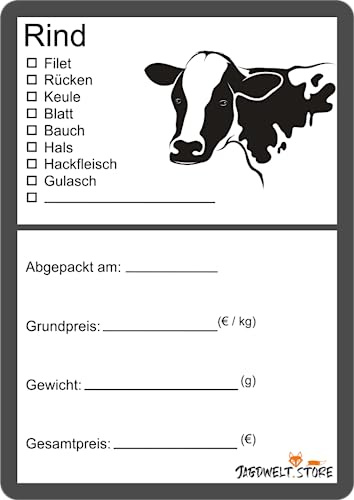 Metzger Etiketten zur Kennzeichnung von Fleisch 6 x 9 cm Rind Vektor (50)
