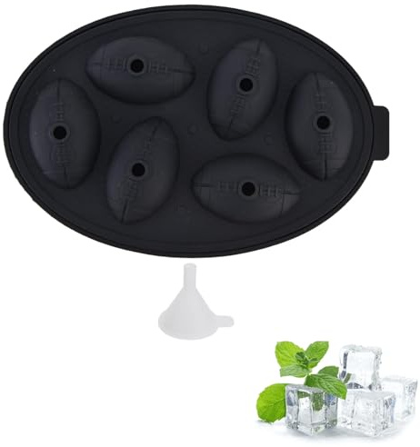 VIFERR Silikon Eiswürfelformen Set, Eiswürfelbehälter Ice Cube Tray Wiederverwendbar American Football Eiswürfel Tablett mit Trichter für Whiskey Cocktail Saft Gekühlte Getränke