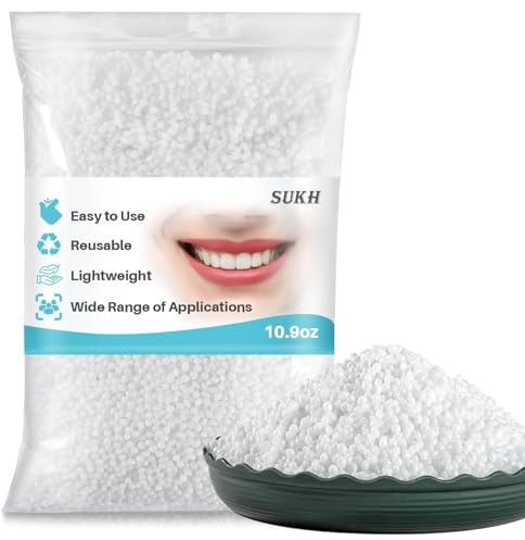 Sukh Granulés de plastique malléables de 309 g – Perles thermoplastiques thermoplastiques polymorphes réutilisables pour réparation temporaire des dents manquantes, bricolage, cosplay, Halloween,