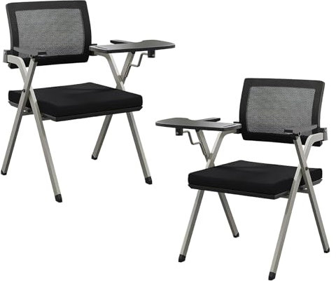 GHBXJX Bürostühle 2er Set, Klappstuhl Gepolstert Bürosessel, Schreibtischstuhl Ohne Rollen, Ergonomic Office Chair, Bürostuhl 150 kg Belastbarkeit, Konferenzstuhl, Besucherstuhl, Schwarz
