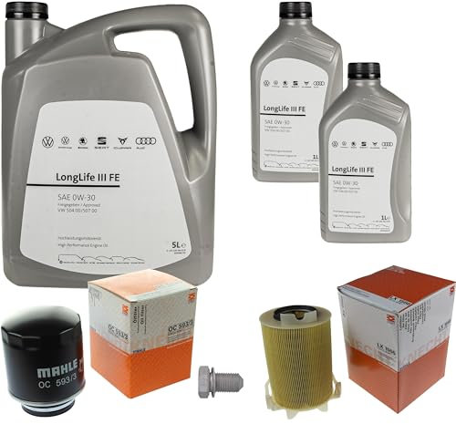 Inspektionspaket Wartungspaket Filterset mit 7 L 0W-30 Motoröl LongLife 3 FE, Ölfilter Luftfilter Ölablassschraube