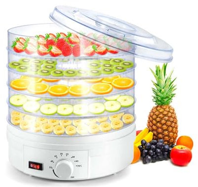 WBYDYS Vegetable and fruit machine food dehydrator,Dual Fan 360° Efficient Drying, Food hot air dryer with 35-70°C Adjustable Thermostat, 5 Stackable Trays for Easy Cleaning