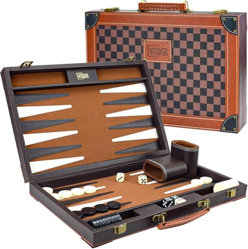 BackgammonKoffer Backgammon Spiel Set für Erwachsene Kinder (Tartan-Muster)