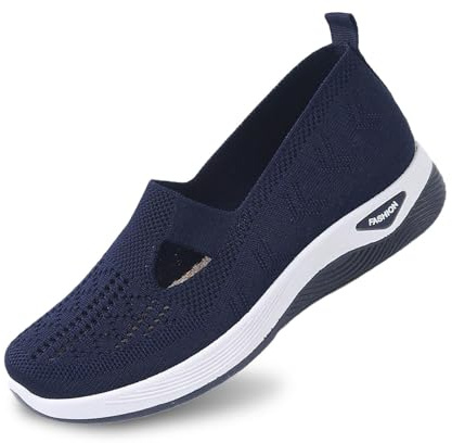 Mocassini da donna atletica ballerine ortopediche antiscivolo casual scarpe a piedi punta rotonda sneakers da tennis senza lacci, moda e sport, chic fitness slip on