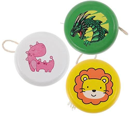 BESTonZON 3stücke Teiliges Holz-yoyo Mit Cartoon-mustern Kreatives Spielzeug Für Hand-Augen-koordination Und Bewegung Im Freien