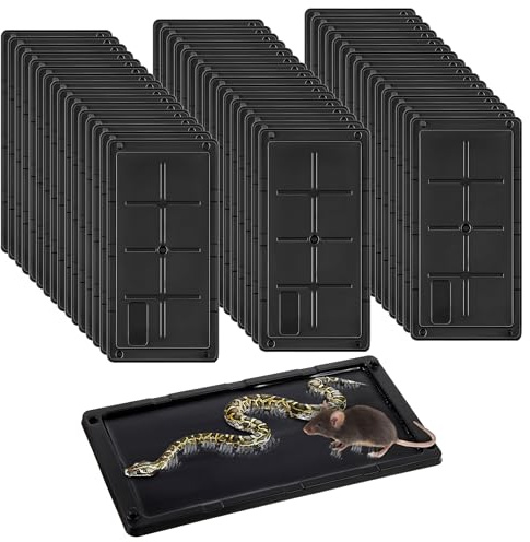 Qualirey Paquete de 48 trampas de pegamento para ratas y serpientes, trampas adhesivas con anzuelo más grandes y resistentes con pegamento no tóxico, tablero de plástico para interiores de mouse