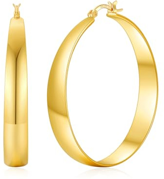 ABPBA Creolen Silber 925, 8MM Breite Hypoallergene Creolen Silber für Damen, Leichte Dicke Groß Ohrringe für Damen 30/40/50/60MM