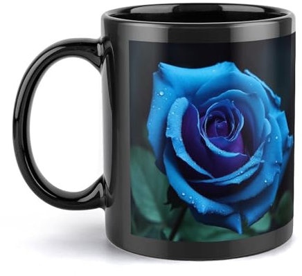 Romantische blaue Rosen-Keramiktasse, große Kaffeetasse mit Griff, einzigartiger Stil für jede Küche, personalisierbar, lustige Latte-Tasse, ideal für Tee, heiße Schokolade, für Männer, Frauen, Büro