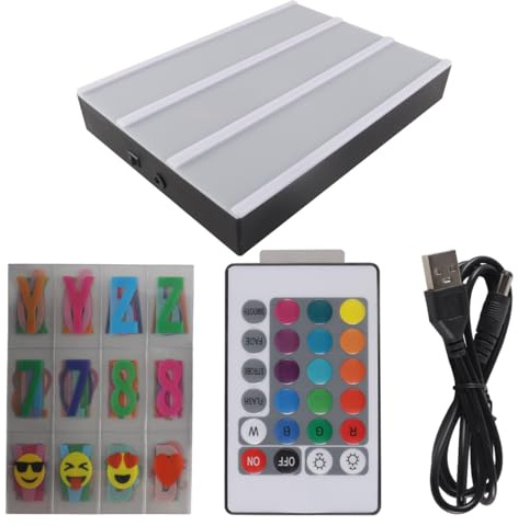 Enwye A4-Leuchtkasten mit Farbwechsel, USB-betrieben, mit Fernbedienungsdimmer und Mega-Buchstaben-Set, ideales dekoratives Geschenk (Schwarz und Weiß).