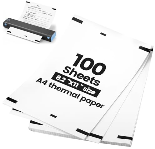 100 Hojas Papel Termico Impresora A4, Papel Impresora Termica Secado Rápido para Mayoría de Impresoras Térmicas A4, Documentos, Sitios Web, Fotos