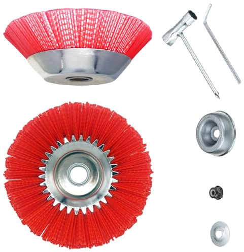 Vyloky Unkrautbürste 200x25.4mm Weed Brush Round Brush,Professional Brush Cutter Wild Herb Brush für Freischneider,Unkraut/Moos entfernen, Fliesen/Stein reinigen (Rot)