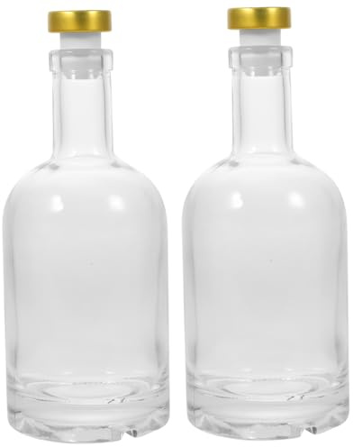 HOMOBABE Botella De Licor De Vidrio Transparente 750 Ml Base Gruesa Antideslizante Para Vodka y Vino, 2 Piezas, Para Bar y Hogar, Decantador Duradero y Fácil De Limpiar
