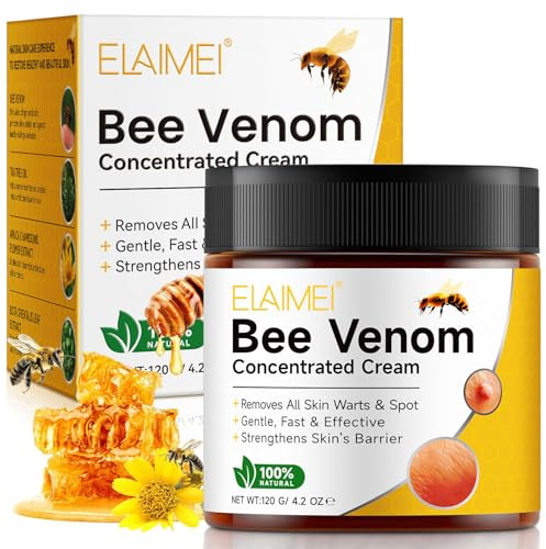 Bee Venom Cream 120g, Bee Venom Skin Treatment Cream for Tag and Spot Removal, Skin Comprehensive Restoration, Anti-Aging, Moisturizing, Repair, Natural Ingredients for All Skin Types