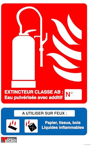 Panneau extincteur classe de feux AB lot de 50 en PVC : épaisseur : 3 mm (Rouge, 150x210mm)