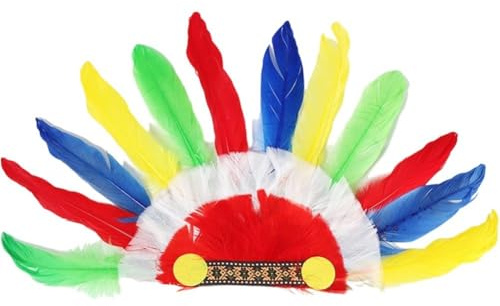 Ymxygz Indianer-federkopfschmuck, Amerikanischer Kopfschmuck, Stirnband, Hut Für Erwachsene, Kinder, Für Rollenspiele, Partys, Halloween-Requisiten