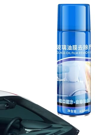 Pulitore Vetri Auto,Rimozione Macchie Pellicola con Spugna e Asciugamano in Microfibra - Spray Schiumogeno da 450ml per Parabrezza con Rivestimento Idrorepellente per