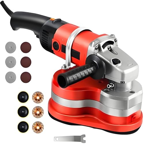 Ponceuse Diamantée électrique 3800W,Ponceuse à Béton 3 Têtes,Ponçage sans Joint à 90°,pour Le Polissage des Surfaces,Le Détartrage et L'élimination du Mortier-Colle Withoutextensionrod
