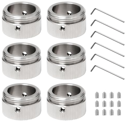 Dagran 6 Piezas Termostato de Radiador, Adaptadores de Válvula de Calefaccion de acero Inoxidable 304, Válvula Termostática Radiador RA/RAV/RAVL M30×1.5, Diámetro Interior 22 cm con Roscado