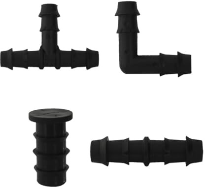 TEKLiNe Kit 200 Raccordi per Tubo Ala Gocciolante 16mm, Gomiti Tee Raccordi Tappi Professionali Irrigazione Orto e Giardino Compatibili con Ali da 16 mm