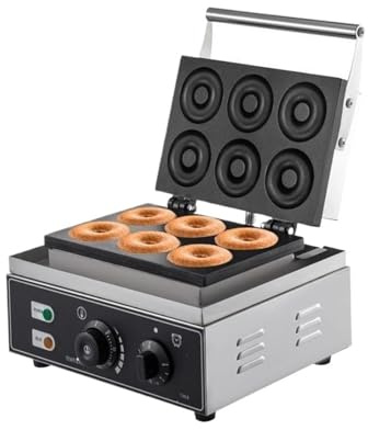 6 Hole Electric Sweet Donut Maker Stainless Steel Non Stick Commercial Waffle Cookies Gaufriers Kitchen Appliance Easy To Clean