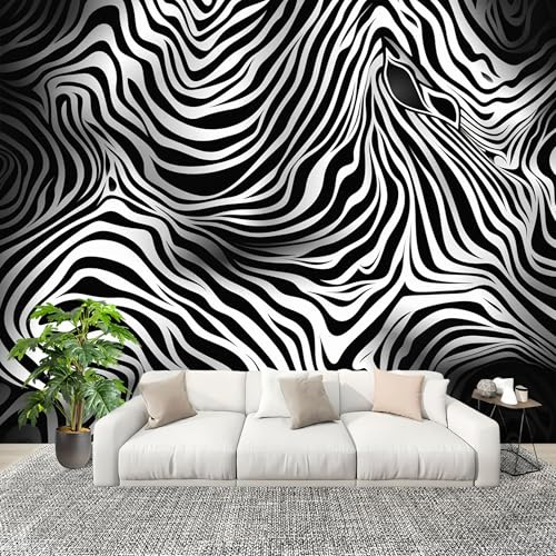 Papel Tapiz Fotográfico 250x175cm Abstracto Animales Rayas de cebra 3D Murales Póster Moderna Fotomurales En blanco y negro Para Cuarto de Niño Salón Dormitorio Oficina Decorar