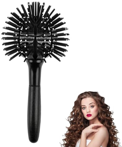 OYZOQ 1 PCS Ball Brush Spazzola Rotonda,Spazzola Rotonda per Capelli Ball Brush,spaz-zola per capelli ricci,Sfera a 360 Gradi per Cape-lli Bagnati E Asciutti, Resistenza Alta Temperatura(nero)