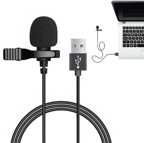 Fizzpick Microfono lavalier USB per PC e laptop, microfono a condensatore omnidirezionale clip-on con cavo da 1,5 m, Plug & Play per Windows, MacOS, Linux, gaming, podcast, streaming, interviste