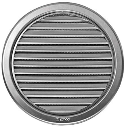 Ventilationsgaller i rostfritt stål, avgasluftsgaller, rund med fläns, röranslutning och insektskydd: täckningsdimension: 127 mm (NVM-100)