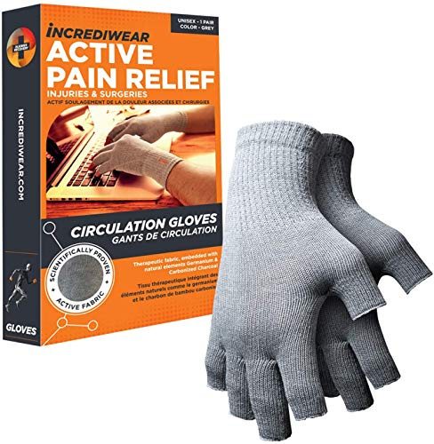 Incrediwear Fingerless Circulation Gloves Arthritis Gloves (Grey,Small)