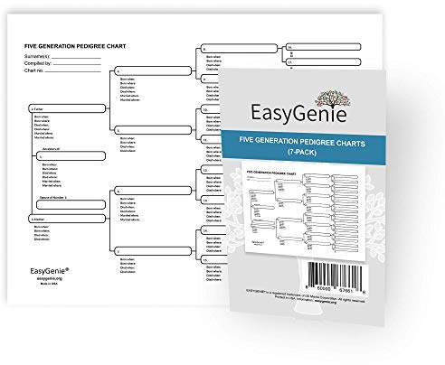 Five Generation Pedigree Charts for Genealogists (7-pack) | Archival-Quality Genealogy Forms