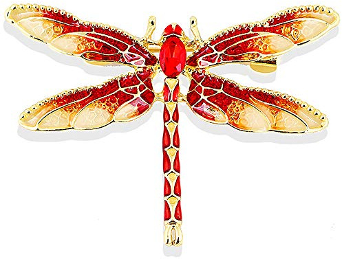 Gleamart Emaille Libelle Brosche Insekt Tier Libelle Pins für Frauen Rot