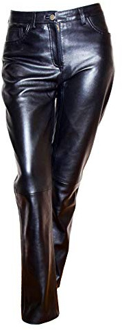 A1 FASHION GOODS - Pantaloni da Donna in Vera Pelle Nera Morbida Slim Fit, Stile Casual Nero 44