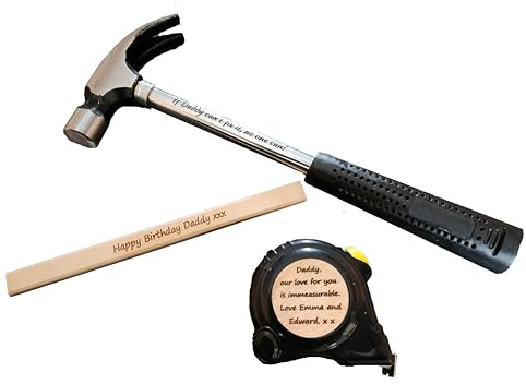 Personalised Laser Engraved DIY Hammer Tool Set/Retirement/Birthday/Anniversary/Graduation/Fathers Day/Daddy, Grandad, Uncle, Brother, Son, Friend Gift, Surprise, Custom Present