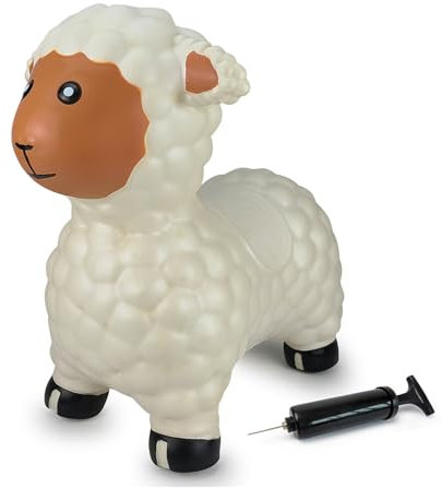 JAMARA 460590 Hüpftier Schaf HoppyDoo - Spielzeug für Kinder, Hüpfspielzeug Baby Indoor/Outdoor, Geschenk für Kids, Gartenspielzeug, Bouncing, Pflegeleicht, BPA frei, mit Pumpe