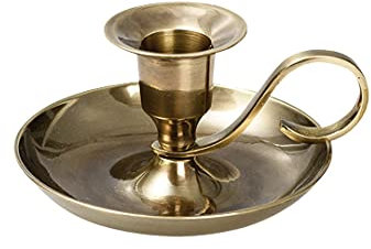 NKlaus Handleuchter Klassik Messing Gold antik Kerzenhalter Höhe 5cm Ideal für den Einsatz mit Stabkerzen oder Tafelkerzen mit einem Durchmesser von 2–2,2 cm Kerzenständer 10891