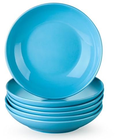 LOVECASA Serie Sweet Juego de 6 Platos Hondos Platos para Sopa/Ensalada, Vajilla de Porcelana. Se Puede Usar en Lavavajillas, Azul Marino