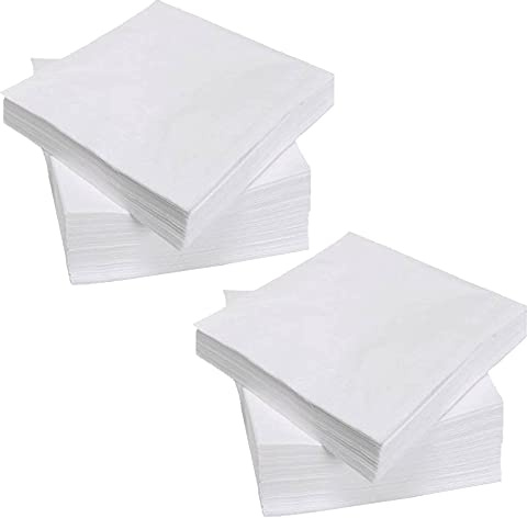 200 Count 2 Ply Plain White Beverage Napkins Disposable Four Fold Cocktails Paper Napkins 9.8 X 9.8 Unfolded for Party and Every Day Use