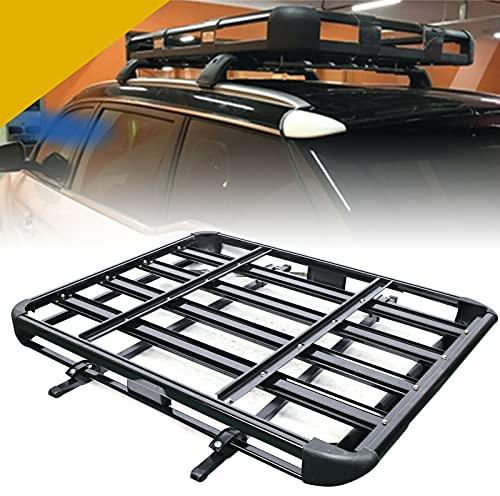 Universal Schwarz Dachgepäckträger Gepäckträger Dachträger Aluminiumlegierung 131 * 24 * 19cm Relingträger mit Bars Auto Dachträger,