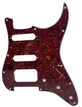 Kaish 11 Loch American Modern Strat Style HSS-Pickguard mit 3-Schrauben-Rund-Ecke Humbucking-Pickup-Montage für Stratocaster/Strat Vintage Tortoise