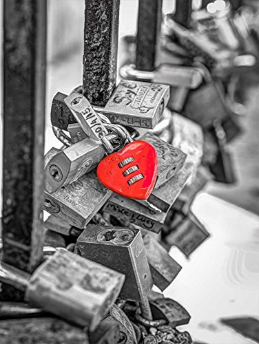ART-PRINT-on-matte-paper-220gr- Candados de amor en barandilla del puente, San Julián, Malta Frank Assaf - Arquitectura vertical Imagen Puente Ciudad Cerraduras coloridas Amor Mal 23_X_17_in